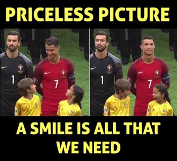 Cristiano Ronaldo making kids smile