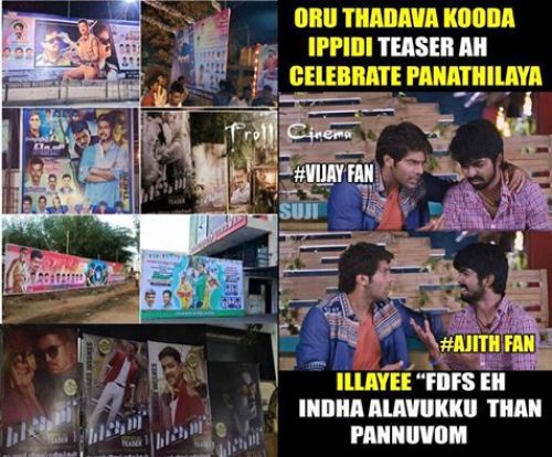 Theri teaser celebrations by vijay fans photos and memes