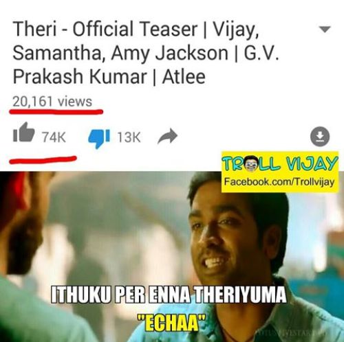 Youtube theri teaser fake records trolls and memes