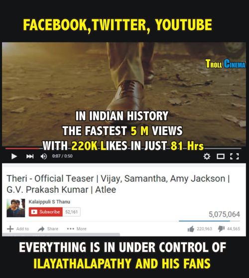 Theri teaser youtube 5million record