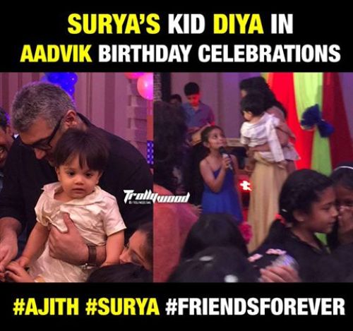 Surya daughter in Thala son birthday photo