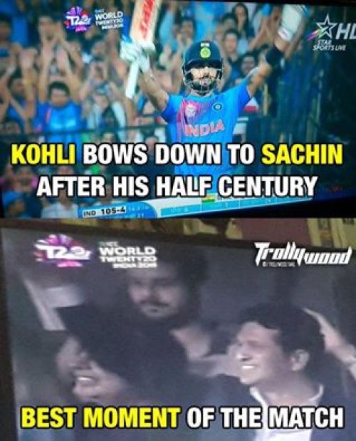 Kohli bows down to Sachin during IndiavsPak WT20 2016