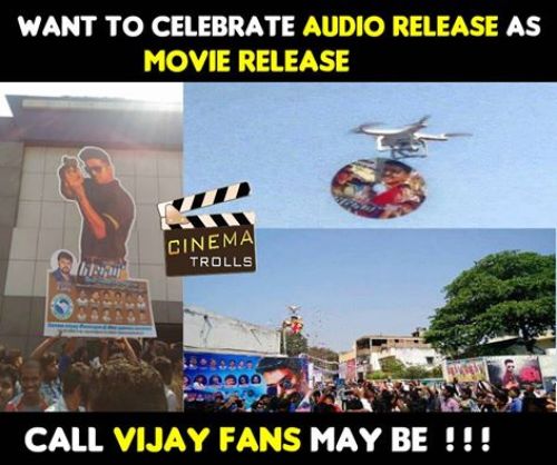 Theri audio vijay fans celebrations memes and photos