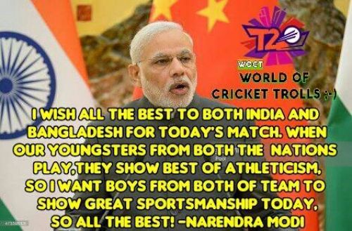 Narendra modi wishing India and Bangladesh on Worldcup T20