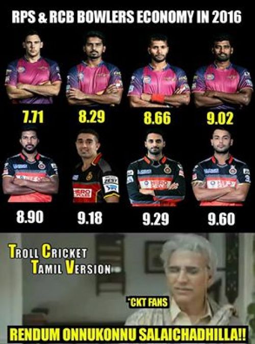 RPSG and RCB Bowlers IPL Tamil Memes