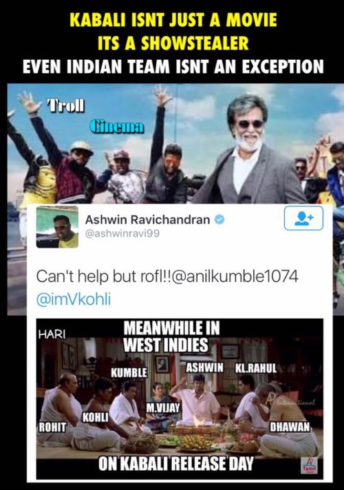 Cricket player ashwin tweet about kabali movie