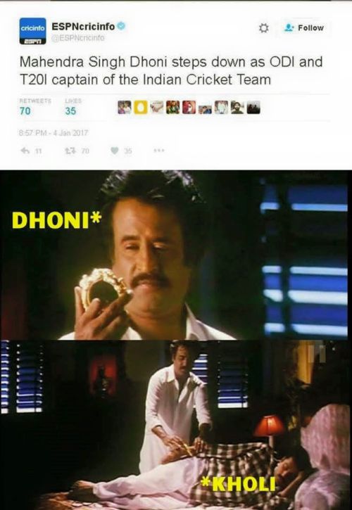 MS Dhoni captaincy resign tamil memes