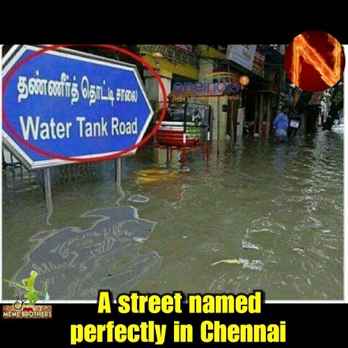 Chennai street rains pic